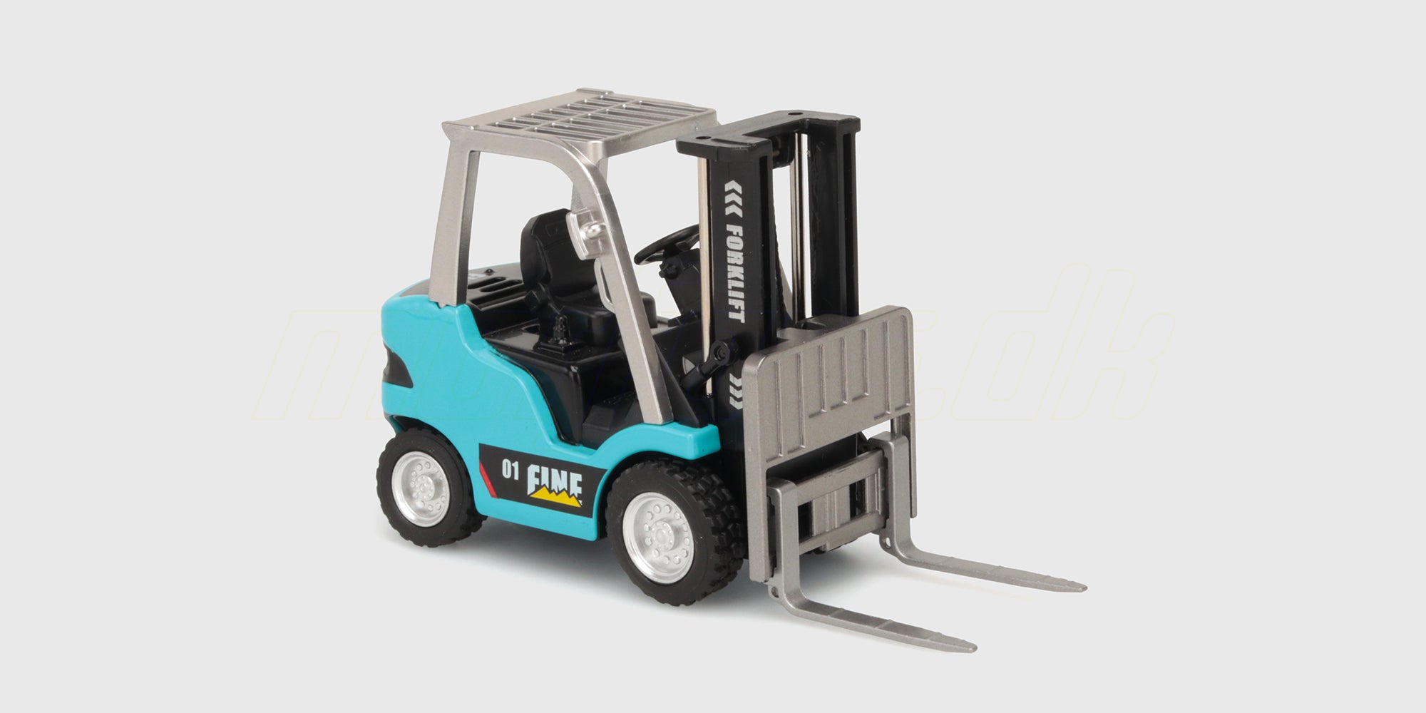 Turkis Mini Engineering Car gaffeltruck set skråt forfra