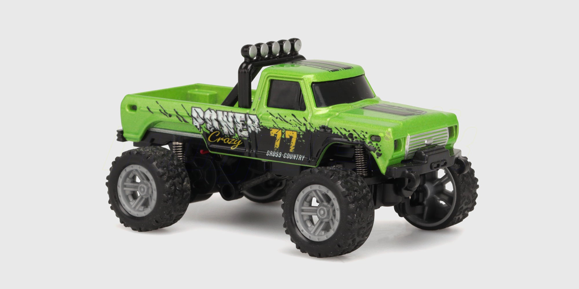 Grøn Mini RC Car Pick-up med metal-karrosse set skråt forfra