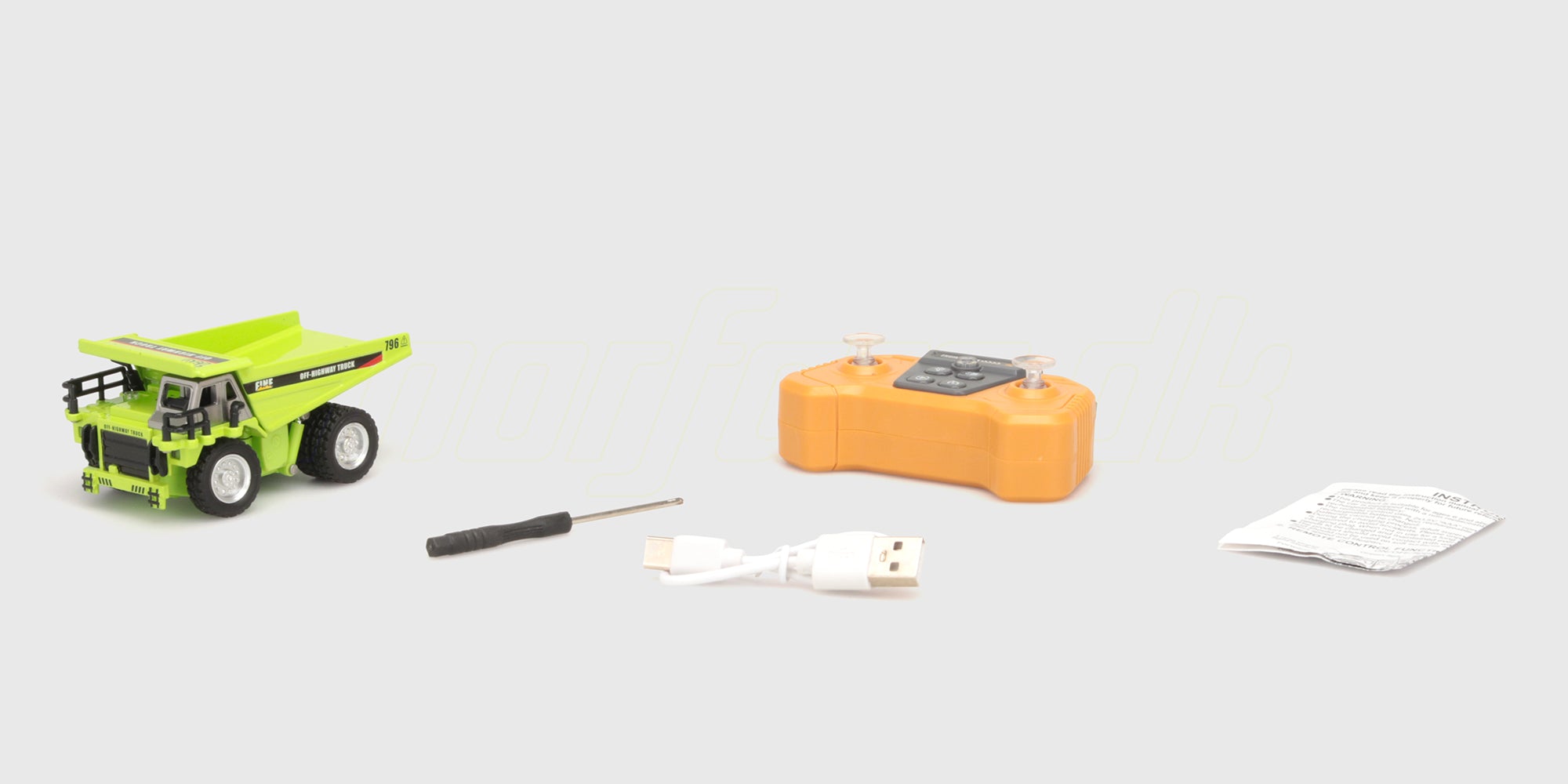 Mini Engineering Car dumper med sender, ladekabel, skruetrækker og manual