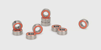 To sæt sølvfarvede kuglelejer i størrelsen 5x10x4 mm med blå tætninger til fjernstyrede biler.