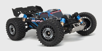 HyperGo Buggy 3S fjernstyret bil i rød og sort set fra siden på hvid baggrund.