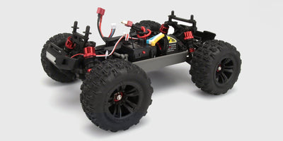 HyperGo Brushless SE fjernstyret monster truck med lilla karosseri og offroad-dæk på hvid baggrund.