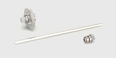 HyperGo metalgear-sæt med hoveddrev og tandhjul i stål til MJX fjernstyret bil vist på hvid baggrund.