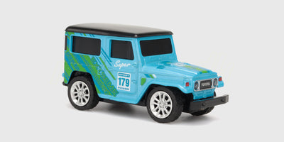 Turkis Mini RC Car Land Cruiser med grønne detaljer