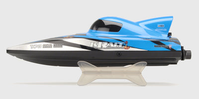 Gul Krait Brushless racing båd med jet-drev og vandkølet motor til hurtig fjernstyret sejlads.