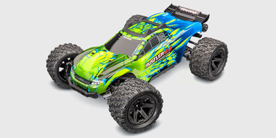 Traxxas Rustler 4x4 Brushless VX3 set skråt forfra med grøn karosse